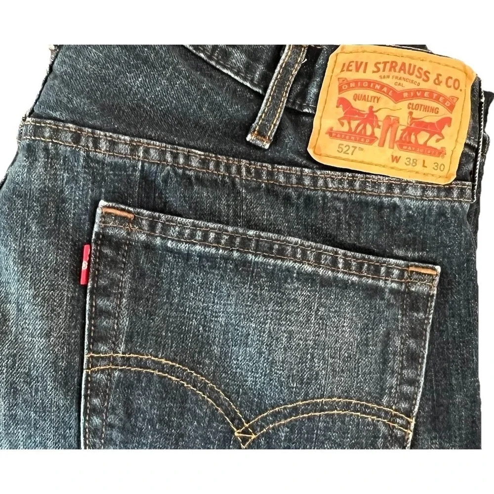 Levis 527‎ Slim Bootcut Jeans Mens 38x30 Dark Wash Blue Denim
